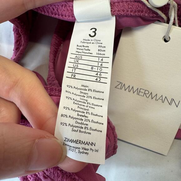 Zimmermann Cloqué Low-Rise Bikini Briefs in Purple NWT Size 3 / US 8-10 Large - Picture 7 of 9